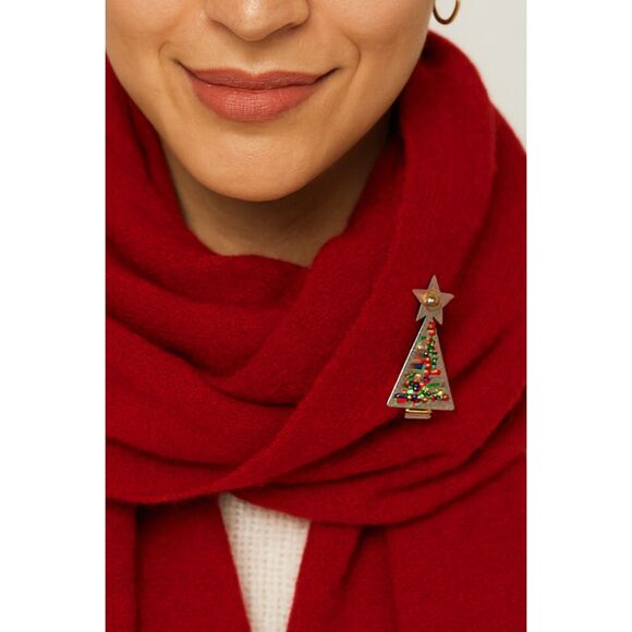 Coldwater Creek beaded brooch silver tone - Picture 1 of 6